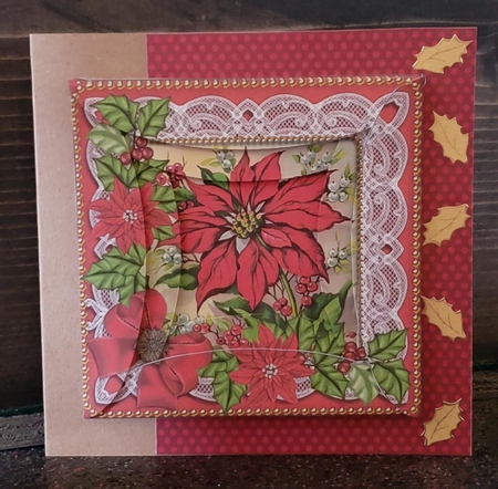 Red Poinsettia 5in Round Spiral Edge Stacker by Angela Taylor