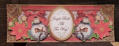 Red Robin Jingle Bells Large Dl Decoupage Topper by Angela Taylor