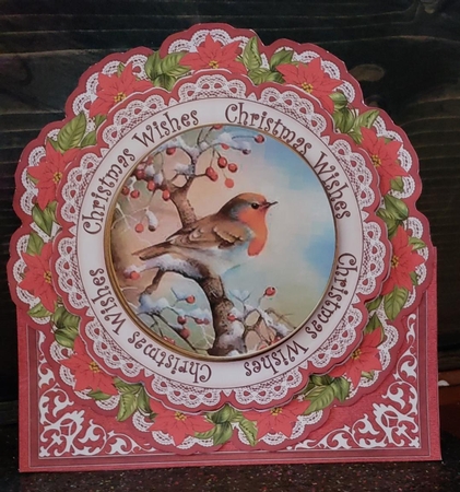 Red Robin Christmas Wishes 3D Picture Doily Card & E Kit by Angela Taylor