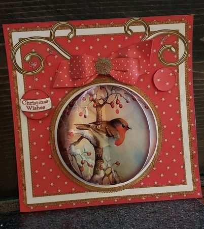 Red Robin 3D Bauble Mini Card Front Kit by Angela Taylor