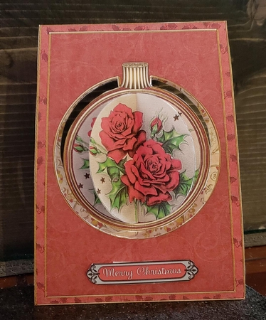 Red Roses 3D Hanging Bauble Ornament Card Mini Kit by Angela Taylor