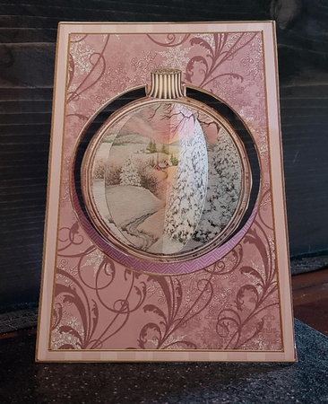 Plum Snowscene2 3D Hanging Bauble Ornament Card Mini Kit by Angela Taylor