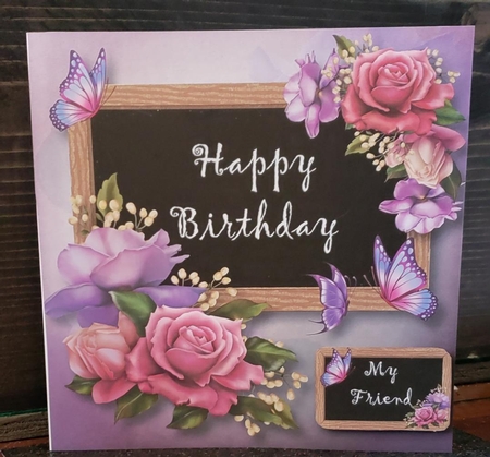 Birthday Black Board & Belle Roses 8x8 Quick Topper by Angela Taylor