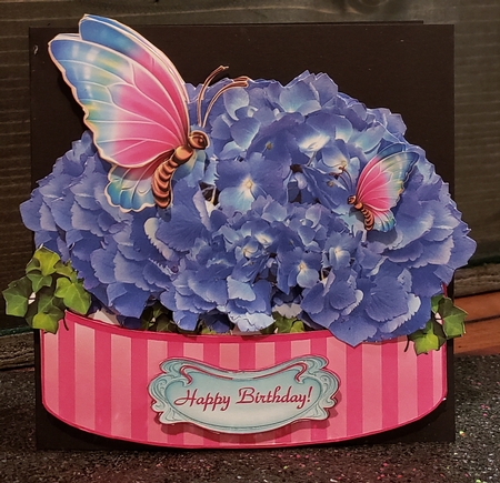 Hydrangeas & Butterflies - Shaped Card Topper with Decoupage by Angela Taylor