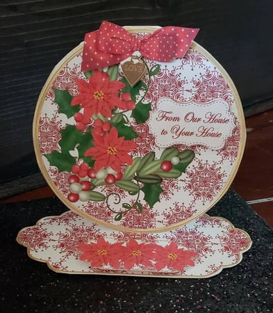 Red Poinsettia Ours to Yours Circle Easel Card m Kit by Angela Taylor