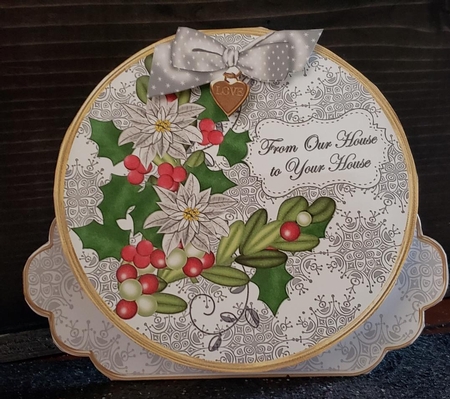 Silver Poinsettia Ours to Yours Circle Easel Card m Kit by Angela Taylor