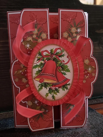 Red Bells A5 Tri-fold Fancy Card Mini Kit by Angela Taylor