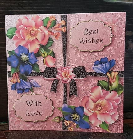 Summer Blooms with Ribbons & Bow 8x8 Quick Topper by Angela Taylor