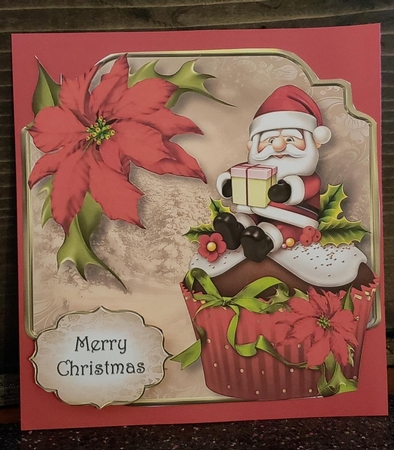 Christmas Cupcake Santa 8x8 Shaped Topper by Angela Taylor
