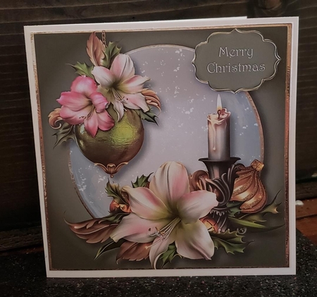 Christmas Candle Snow Globe 8x8 Quick Topper by Angela Taylor
