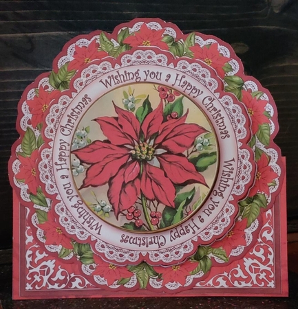 Poinsettia Christmas 3D Picture Doily Card & Envelope Kit by Angela Taylor