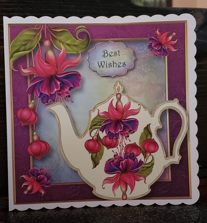 Floral Teapot & Fabulous Fuschias 8x8 by Angela Taylor