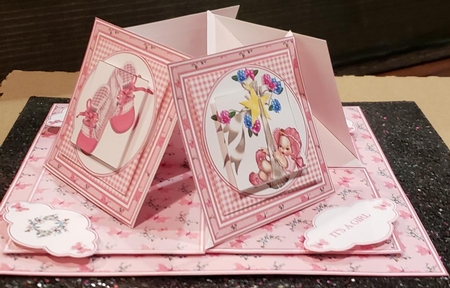 New baby girl quad easel card. by Angela Taylor