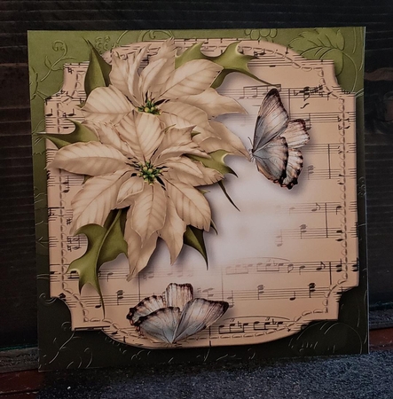 Sheet Music Christmas - Ivory Poinsettias by Angela Taylor