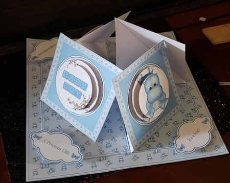New baby boy quad easel card. by Angela Taylor