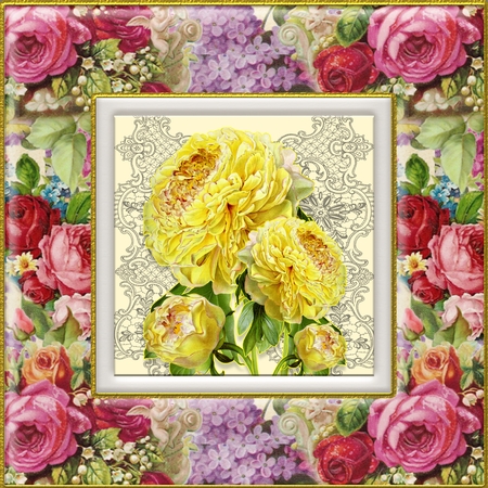 Vintage Floral 8x8 Frames Designer Kit 2 by Angela Taylor