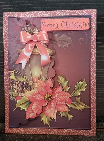 Lantern and poinsettia Christmas  mock envelope card sheet by Angela Taylor