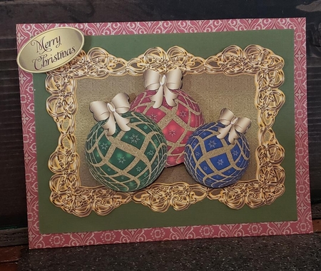 Christmas Baubles On Fancy Gold Frame Topper 1 by Angela Taylor