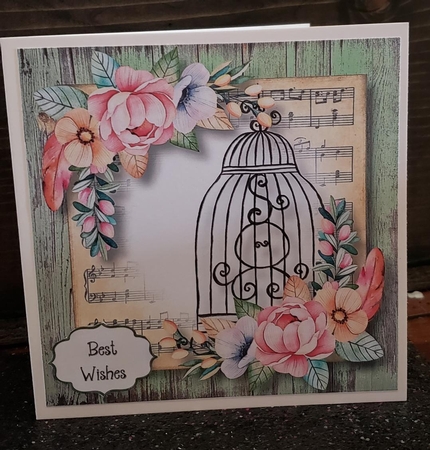 Beautiful Floral Birdcage In Peach & Pink 8x8 by Angela Taylor