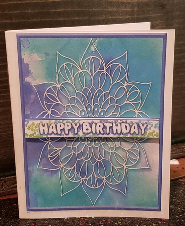 Watercolor Mandala Card Topper - Aqua by Angela Taylor