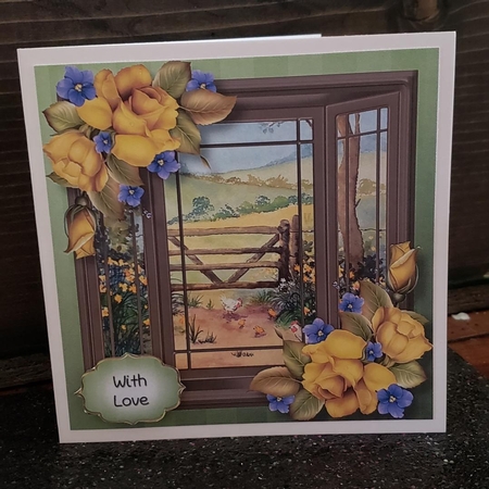 The Bay Window - Yellow Roses 8x8 by Angela Taylor