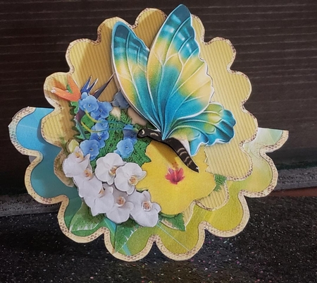 Yellow and Aqua Butterfly Scallop by Angela Taylor