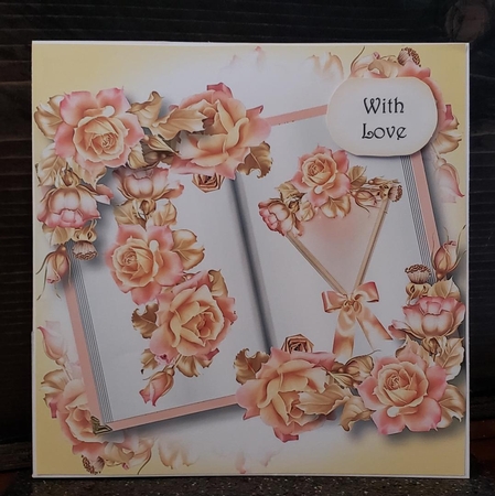Open Book Flowers - Pink & Gold 8x8 by Angela Taylor