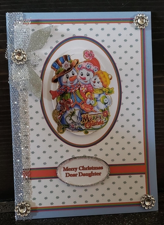 A5 snow family pyramage card front by Angela Taylor