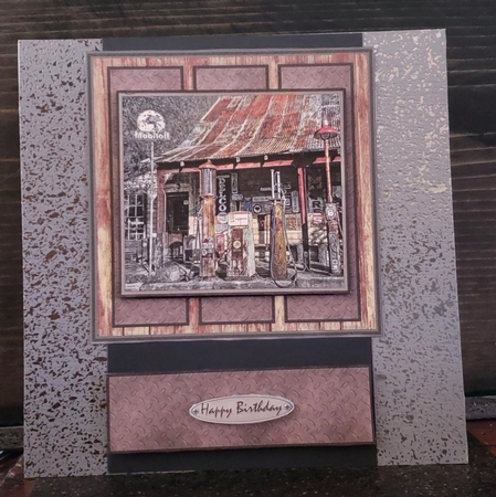 Grunge car automobile vintage garage gas station racing birthday cards for men insert by Angela Taylor