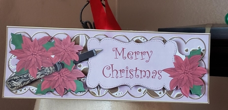 Lilac Red Poinsettia Merry Christmas XLarge DL Decoupage Topper by Angela Taylor