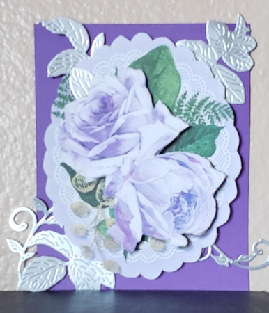 Stunning Lilac Roses  on scalloped mat  by Angela Taylor