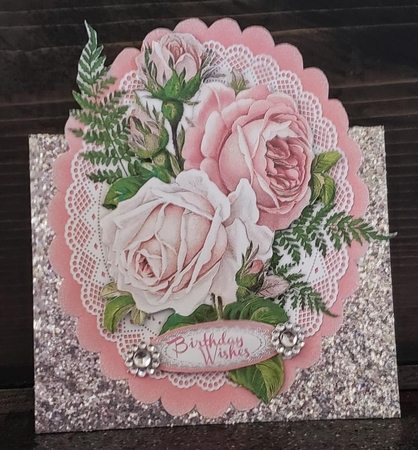 Beautiful Wedding Roses  on scalloped mat  by Angela Taylor