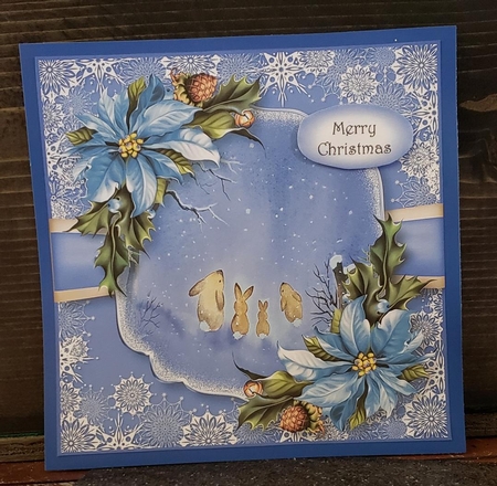 Snowflakes Border - Bunnies In The Snow 8x8 by Angela Taylor
