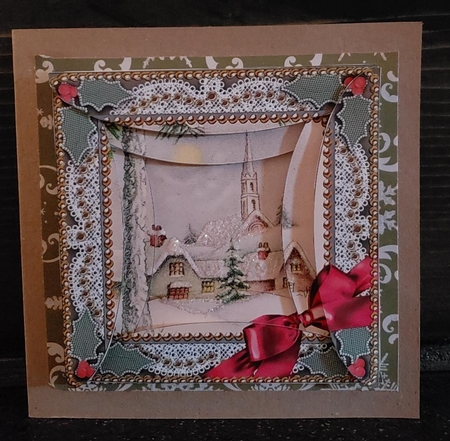 Winter Pub Lace Edge 5in Rounded Spiral Stacker by Angela Taylor