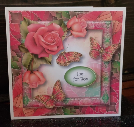 Art Nouveau Bright & Butterflies - Downton Rose 8x8 by Angela Taylor