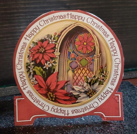 Poinsettia Window 3D Circle Card with Toppers & Envelope Mini Kit by Angela Taylor