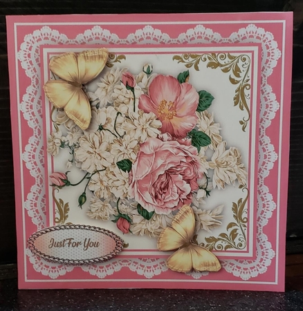 Pink Rapsody on lace   by Angela Taylor
