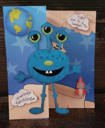 3D Shaped No-Hole Fold Back Mini Kit -  Cute Alien Jaex by Angela Taylor
