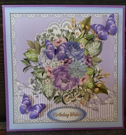 Deep Lilac  Roses and  Butterflys  by Angela Taylor