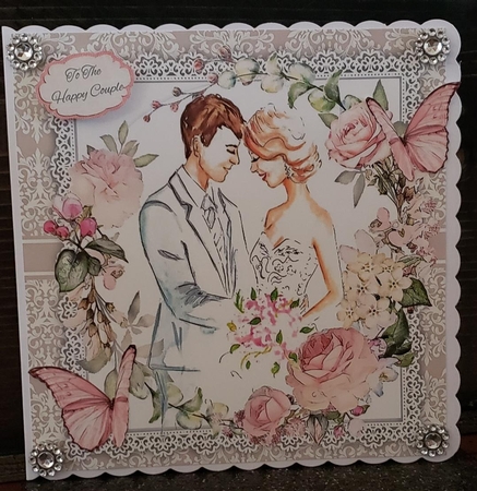 Beautiful Wedding Couple Vintage Effect 8x8 by Angela Taylor