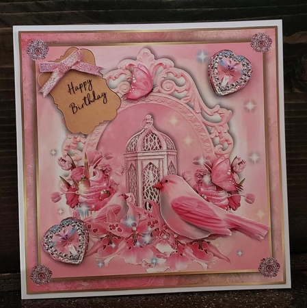 7x7 Pink Birthday Song Bird by Angela Taylor