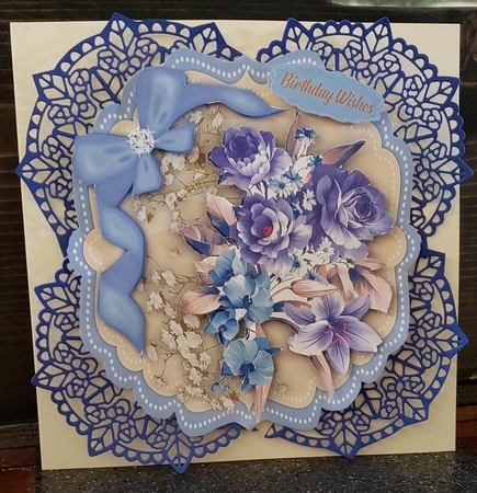 Beautiful Blue Roses and Babys Breath by Angela Taylor