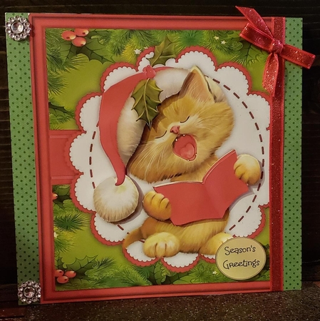Gorgeous Christmas Singing Cat 8x8 by Angela Taylor