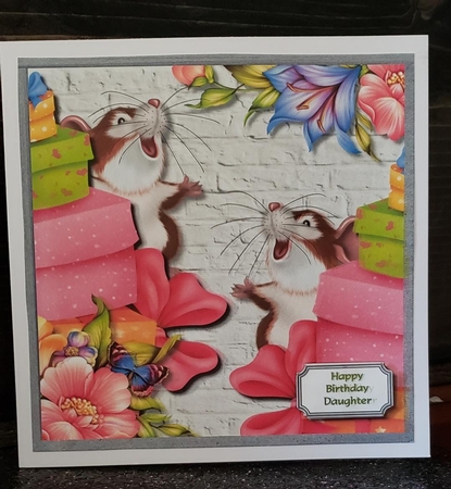 Pastel parcels, flowers an cheeky mice by Angela Taylor