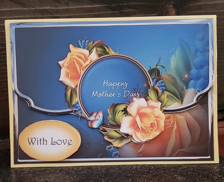Sun Kissed Roses Scalloped Edge Faux Envelope Card Mothers Day by Angela Taylor