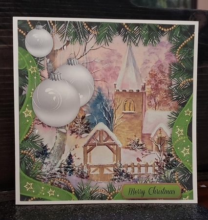 Beautiful Christmas Church 8x8  by Angela Taylor