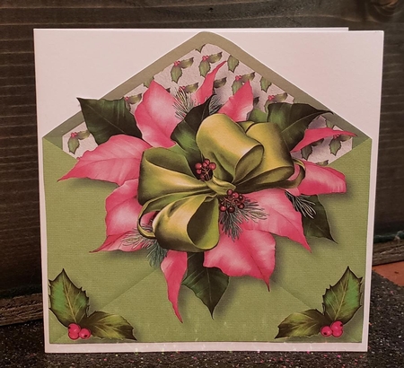 Christmas Envelope Of Flowers - Pink Poinsettia 8x8 by Angela Taylor