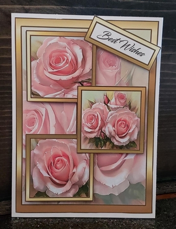 3 squares Pink Roses by Angela Taylor