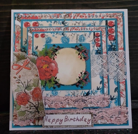A4 Sheet with Oriental Blossom 6 x 6 Card Front, Toppers, Tags and Sentiment Toppers by Angela Taylor