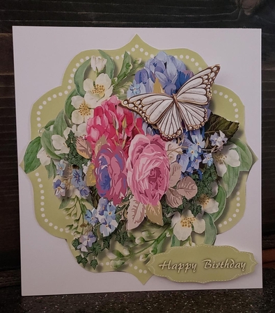 Beautiful Roses and White Butterfly by Angela Taylor